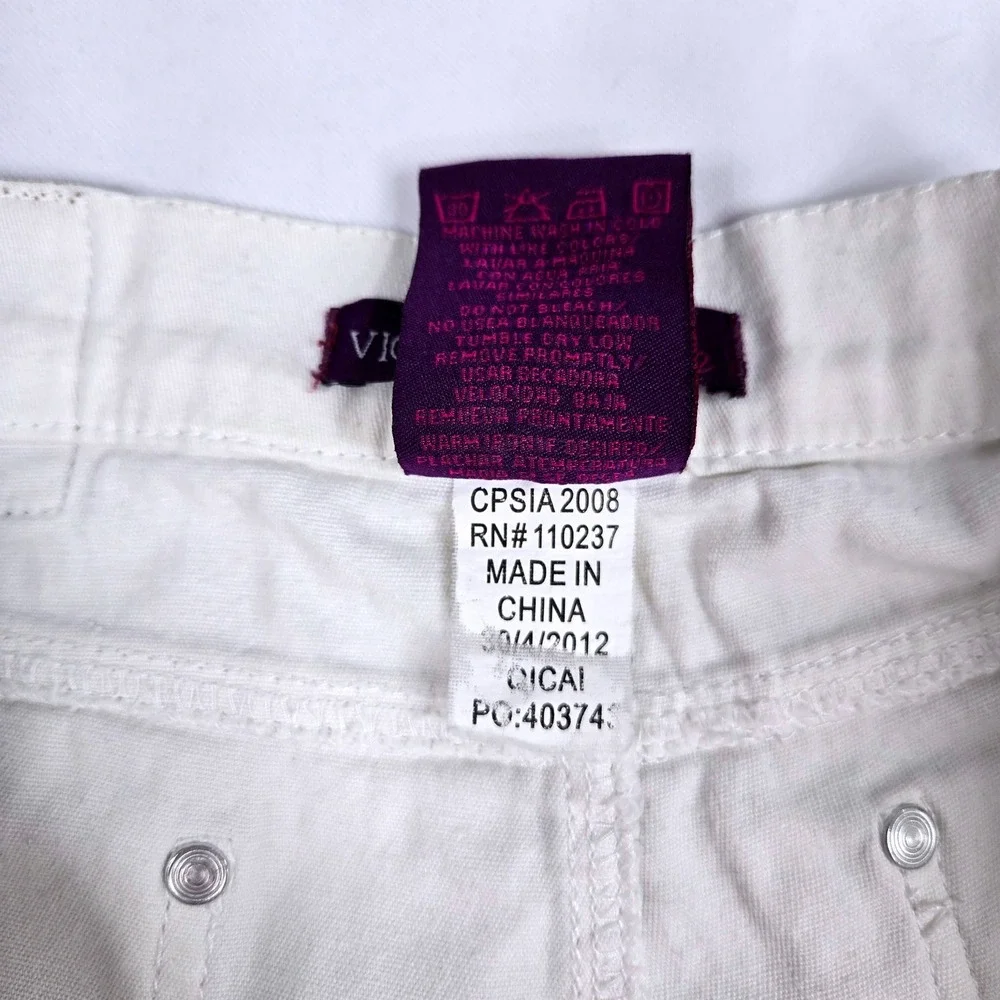 Vigoss Collection White Denim Shorts Cuffed Hem Casual Cotton Blend‎ Size 16 Y2K